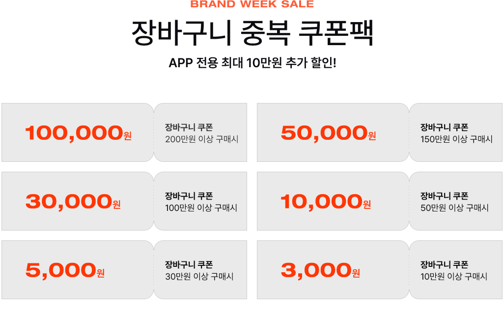 브랜드별 무제한 쿠폰팩